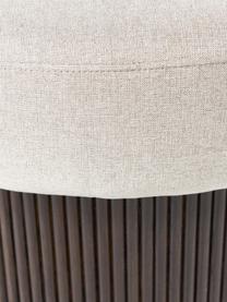 Pouf con vano contenitore Nala, Rivestimento: 100% poliestere Con 40.00, Struttura: legno di frassino Il mate, Tessuto beige, legno scuro, Ø 82 x Alt. 46 cm