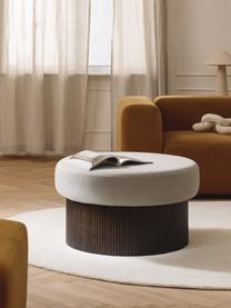 Pouf con vano contenitore Nala, Rivestimento: 100% poliestere Con 40.00, Struttura: legno di frassino Il mate, Tessuto beige, legno scuro, Ø 82 x Alt. 46 cm