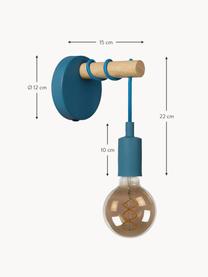 Wandleuchte Pola mit Stecker, Blau, Braun, T 16 x H 22 cm