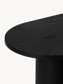 Tavolino ovale in legno Looi, Struttura: metallo verniciato a polv, Nero, Larg. 115 x Prof. 37 cm