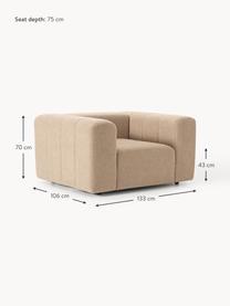 Bouclé-Loungesessel Lena, Bezug: Bouclé (93 % Polyester, 6, Gestell: Buchenholz, Spanplatte, H, Bouclé Beige, B 133 x T 106 cm