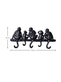 Garderobenleiste Monkey in Schwarz, Metall, pulverbeschichtet, Schwarz, B 31 x H 14 cm