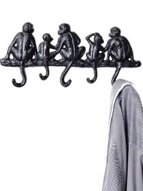 Porte-manteau mural noir Monkey, Métal, revêtement par poudre, Noir, larg. 31 x haut. 14 cm