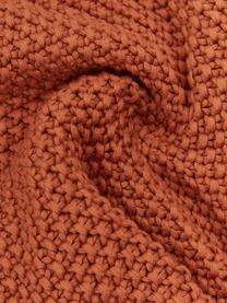 Federa arredo a maglia color ruggine con pompon Molly, 100% cotone, Terracotta, Larg. 40 x Lung. 40 cm