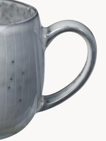 Tazas grandes artesanales Nordic Sea, 2 uds., Gres, Gris azulado jaspeado, Ø 9 x Al 10 cm, 450 ml