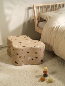 Pouf per bambini in bouclé fatto a mano Cloud, Beige bouclé, effetto terrazzo, Larg. 40 x Prof. 25 cm