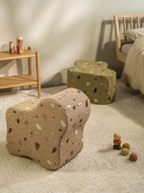 Pouf per bambini in bouclé fatto a mano Cloud, Beige bouclé, effetto terrazzo, Larg. 40 x Prof. 25 cm