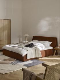 Čalouněná bouclé postel s úložným prostorem Cloud, Terakotová, Š 140 cm, D 200 cm