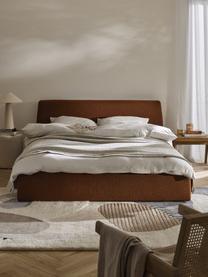 Čalouněná bouclé postel s úložným prostorem Cloud, Terakotová, Š 140 cm, D 200 cm