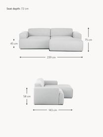 Ecksofa Melva (3-Sitzer), Bezug: 100% Polyester Der hochwe, Gestell: Massives Kiefernholz, Spa, Füße: Kunststoff Dieses Produkt, Webstoff Hellgrau, B 239 x T 143 cm, Eckteil rechts