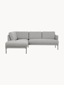 Sofa narożna Fluente, Tapicerka: 80% poliester, 20% ramia , Stelaż: lite drewno sosnowe z cer, Nogi: metal malowany proszkowo, Jasnoszara tkanina, S 221 x G 200 cm, lewostronna