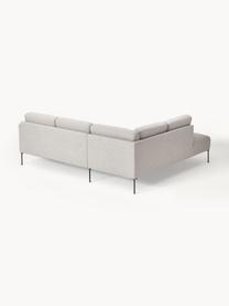 Sofa narożna Fluente, Tapicerka: 80% poliester, 20% ramia , Stelaż: lite drewno sosnowe z cer, Nogi: metal malowany proszkowo, Jasnoszara tkanina, S 221 x G 200 cm, lewostronna