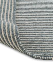 Tapis pure laine gris crème Ajo, Gris-bleu, crème