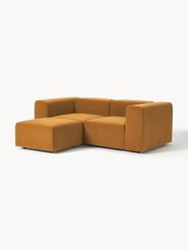 Modulares Samt-Sofa Lena (3-Sitzer) mit Hocker, Bezug: Samt (100 % Polyester) De, Gestell: Kiefernholz, Schichtholz,, Samt Ockergelb, B 209 x T 181 cm