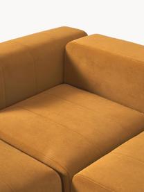 Modulares Samt-Sofa Lena (3-Sitzer) mit Hocker, Bezug: Samt (100 % Polyester) De, Gestell: Kiefernholz, Schichtholz,, Samt Ockergelb, B 209 x T 181 cm