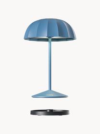 Kleine mobile LED-Außentischlampe Ombrellino, dimmbar, Graublau, Ø 16 x H 23 cm