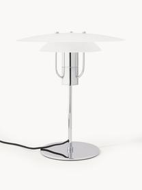 Lámpara de mesa Kali, Pantalla: vidrio, Cable: forro textil, Blanco, cromo, Ø 35 x Al 40 cm