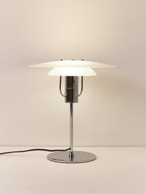 Lampe à poser Kali, Blanc, couleur chrome, Ø 35 x haut. 40 cm