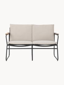 Garten-Loungesofa Hampton, Bezug: Stoff, Gestell: Metall, beschichtet, Rückenlehne: Seil, Webstoff Beige, Schwarz, B 125 x T 68 cm