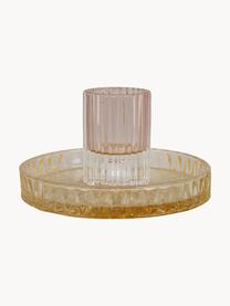 Glas-Kerzenhalter Candace, Glas, Apricot, Goldfarben, Transparent, Ø 16 x H 8 cm