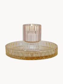 Glas-Kerzenhalter Candace, Glas, Apricot, Goldfarben, Transparent, Ø 16 x H 8 cm