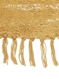 Handgetufteter Baumwollteppich Asisa mit Zickzack-Muster und Fransen, Senfgelb, Beige, B 200 x L 300 cm (Grösse L)