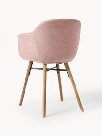 Silla con asiento estrecho Fiji, Tapizado: poliéster Alta resistenci, Patas: madera de roble maciza El, Tejido rosa palo, An 59 x F 55 cm