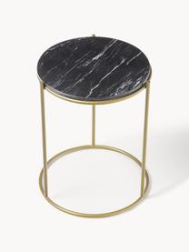 Okrúhly mramorový pomocný stolík Ella, Čierna, mramorovaná, odtiene zlatej, Ø 40 x V 50 cm