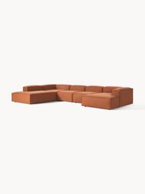 Divano angolare componibile Lennon, Rivestimento: 100% poliestere Con 115.0, Struttura: legno di pino massiccio, , Piedini: plastica Questo prodotto , Tessuto color terracotta, Larg. 418 x Prof. 269 cm, chaise-longue a destra