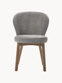Gestoffeerde stoel Serena, Bekleding: chenille (92% polyester, , Poten: massief gelakt essenhout, Geweven stof grijs, B 56 x H 64 cm