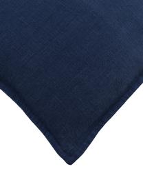 Housse de coussin 45x45 en lin Lanya, 100 % pur lin, Bleu foncé, larg. 40 x long. 40 cm