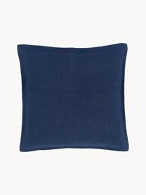 Housse de coussin 45x45 en lin Lanya, 100 % pur lin, Bleu foncé, larg. 40 x long. 40 cm