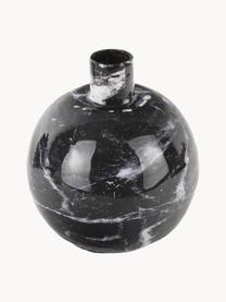 Kerzenhalter Look mit Marmoroptik, Metall, beschichtet, Schwarz, marmoriert, Ø 11 x H 10 cm