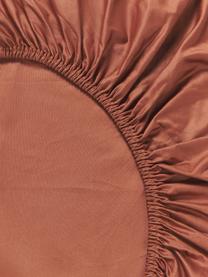 Drap-housse en satin de coton pour sommier tapissier Premium, Terracotta, larg. 140 x long. 200 cm, haut. 35 cm