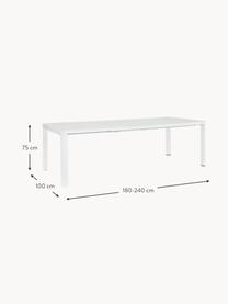 Table de jardin extensible Kiplin, 180 - 240 x 100 cm, Aluminium, revêtement par poudre, Blanc, larg. 180 - 240 x prof. 100 cm