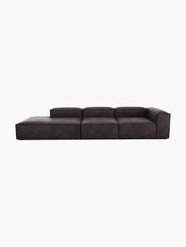 Modulaire XL chaise longue Lennon van gerecycled leer, Bekleding: gerecycled leer (70% leer, Frame: massief hout, multiplex, Poten: kunststof, Leer taupe, B 357 x D 119 cm, rugleuning rechts
