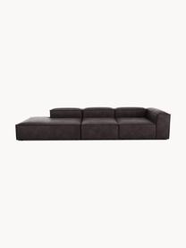 Modulaire XL chaise longue Lennon van gerecycled leer, Bekleding: gerecycled leer (70% leer, Frame: massief hout, multiplex, Poten: kunststof Dit product is , Leer taupe, B 357 x D 119 cm, armleuning rechts