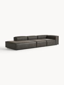 Diván modular grande de cuero reciclado Lennon, Tapizado: cuero reciclado (70% cuer, Estructura: madera maciza, madera con, Patas: plástico Este producto es, Cuero gris pardo, An 357 x F 119 cm, reposabrazos derecho