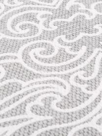 Flachgewebter Baumwollteppich Salima mit Quasten, handgewebt, 100% Baumwolle, Hellgrau, Cremeweiß, B 70 x L 140 cm (Größe XS)