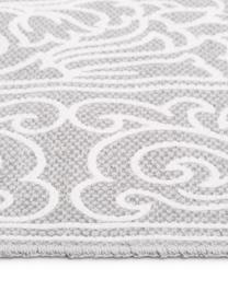 Tappeto in cotone tessuto piatto a mano con nappe Salima, 100% cotone, Grigio chiaro, bianco crema, Larg. 70 x Lung. 140 cm (taglia XS)