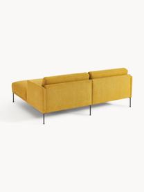 Kleines Ecksofa Fluente, Bezug: 100 % Polyester Der strap, Gestell: Massives Kiefernholz, Bir, Füße: Metall, pulverbeschichtet, Webstoff Ocker, B 198 x T 152 cm, Eckteil links