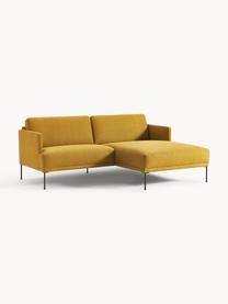 Kleines Ecksofa Fluente, Bezug: 100 % Polyester Der strap, Gestell: Massives Kiefernholz, Bir, Webstoff Ocker, B 198 x T 152 cm, Eckteil links