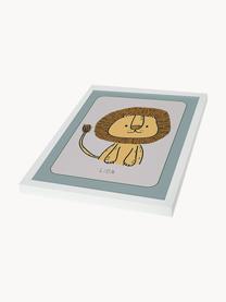 Ingelijste digitale print Lion, Lijst: beukenhout FSC-gecertific, Wit, mosterdgeel, saliegroen, B 33 x H 43 cm