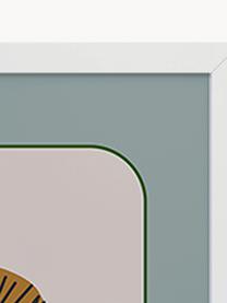 Ingelijste digitale print Lion, Lijst: beukenhout FSC-gecertific, Wit, mosterdgeel, saliegroen, B 33 x H 43 cm