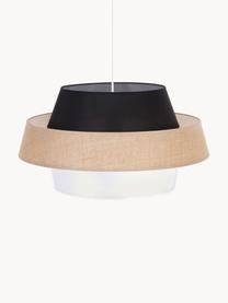 Hanglamp Preto, Lampenkap: stof, Zwart, beige, wit, Ø 55 x H 30 cm