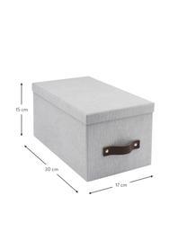 Caja Silvia II, 2 uds., Caja: canvas, cartón rígido (10, Asa: cuero, Gris claro, An 17 x Al 15 cm