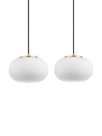 Lampada a sospensione in vetro opale Double, Paralume: vetro opale, Bianco, nero, dorato, Larg. 75 x Alt. 153 cm