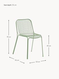 Chaise de jardin Hiray, Acier galvanisé, laqué, Vert sauge, larg. 53 x prof. 55 cm