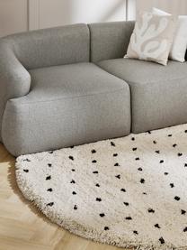 Tappeto rotondo e soffice a pelo lungo a pois Ayana, 100% poliestere, Beige chiaro, nero, Ø 120 cm (taglia S)