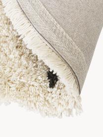 Okrúhly huňatý koberec s vysokým vlasom Ayana, 100 % polyester, Svetlobéžová, čierna, Ø 120 cm (veľkosť S)
